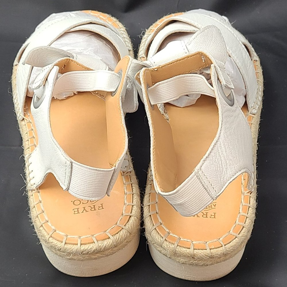 Frye and Co Lula Bow Espadrille Wedge Sandals White Size 10 - Picture 5 of 7